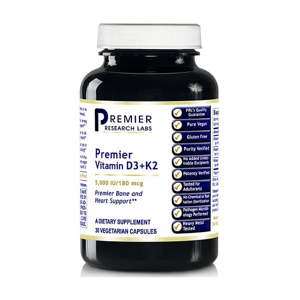 Premier Vitamin D3+K2 30 Caps Bottle