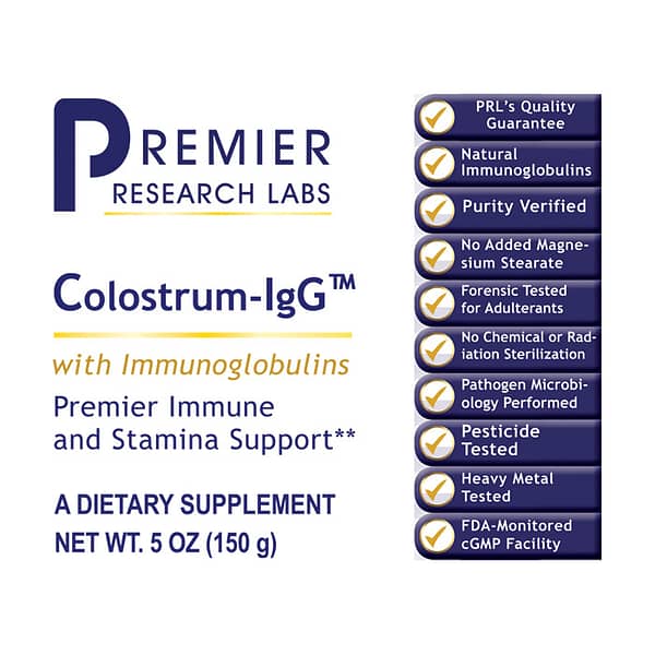 Premier Colostrum-IgG™ Powder Label