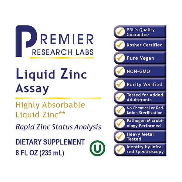 Premier Liquid Zinc Assay 8oz Label